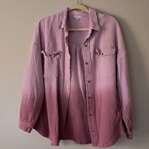 White Birch Ombre Shirt Jacket Shacket XL